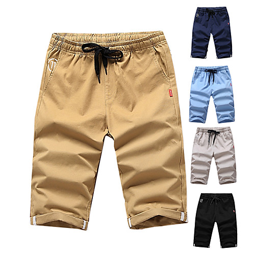 

Men's Shorts Chino Comfort Moisture Wicking Breathable Sports Casual Shorts Bermuda shorts Pants Plain Solid Color Stripe Short Pocket Deep Blue Khaki Black Beige Light Blue