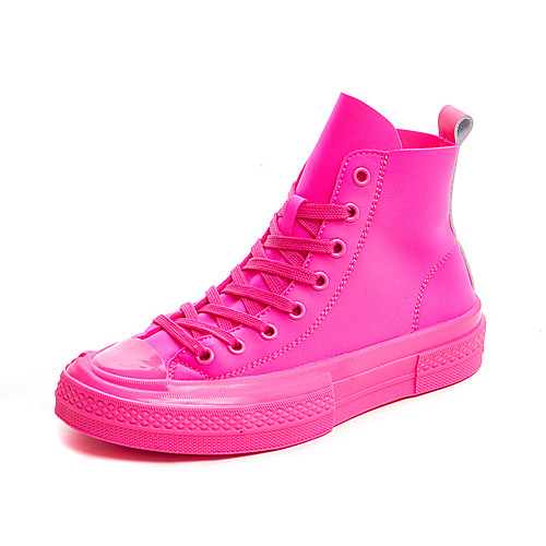 

Women's Sneakers Flat Heel Round Toe Booties Ankle Boots Daily Home Leather Canvas Solid Colored Pink Green White