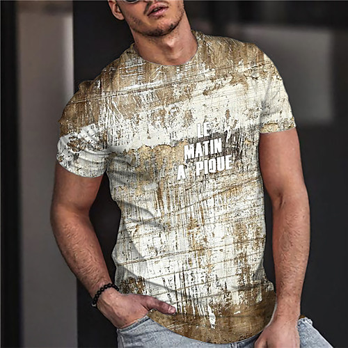 

Men's Unisex Tee T shirt Shirt 3D Print Graphic Prints Letter Print Short Sleeve Daily Tops Casual Designer Big and Tall Brown