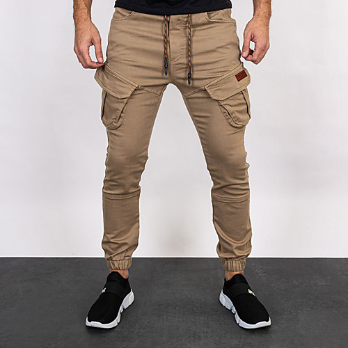 

Men's Fashion Chinos Tactical Cargo Pants Solid Colored Ankle-Length Blue Grey Khaki Black Coffee