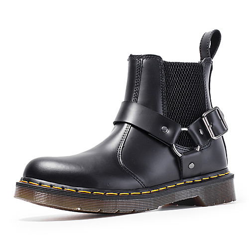 

Women's Boots Chelsea Boots Flat Heel Round Toe Booties Ankle Boots Daily Outdoor Leather Button Solid Colored Black / Booties / Ankle Boots / Booties / Ankle Boots