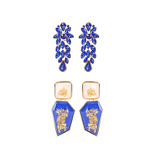 

lureme 2 Pairs Bule Color Collection Statement Vintage Dangle Earrings for Women (er006312-3)