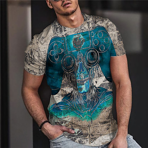 

Men's Unisex Tee T shirt Shirt 3D Print Graphic Prints Game Console Print Short Sleeve Daily Tops Casual Designer Big and Tall Blue