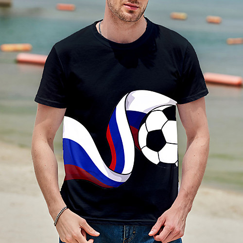 

Men's Tee T shirt Shirt Hot Stamping Graphic Prints Football Print Short Sleeve Casual Tops Cotton Basic Designer Big and Tall White Black