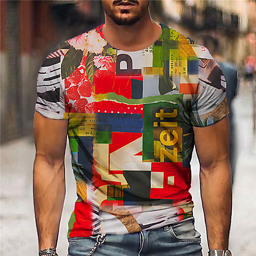 

Men's Unisex Tee T shirt Shirt 3D Print Graphic Prints Letter Print Short Sleeve Daily Tops Casual Designer Big and Tall Red