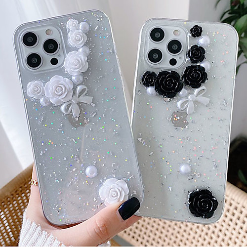 

Phone Case For Apple Back Cover iPhone 12 Pro Max 11 SE 2020 X XR XS Max 8 7 Shockproof Dustproof Geometric Pattern Glitter Shine Flower TPU