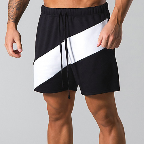 

Men's Casual / Sporty Athleisure Breathable Sports Cotton Daily Beach Chinos Shorts Pants Letter Short Drawstring Elastic Waist Blue Gray Black Beige / Summer