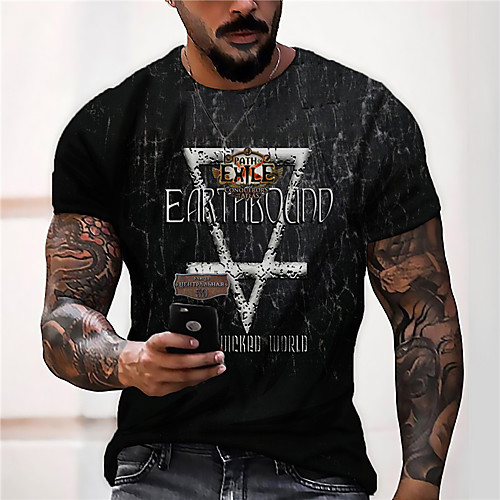 

Men's Unisex Tee T shirt Shirt 3D Print Graphic Prints Letter Print Short Sleeve Daily Tops Casual Designer Big and Tall Black