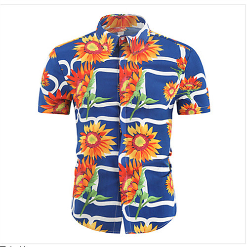 

Men's Shirt Graphic Short Sleeve Daily Tops Casual Blue