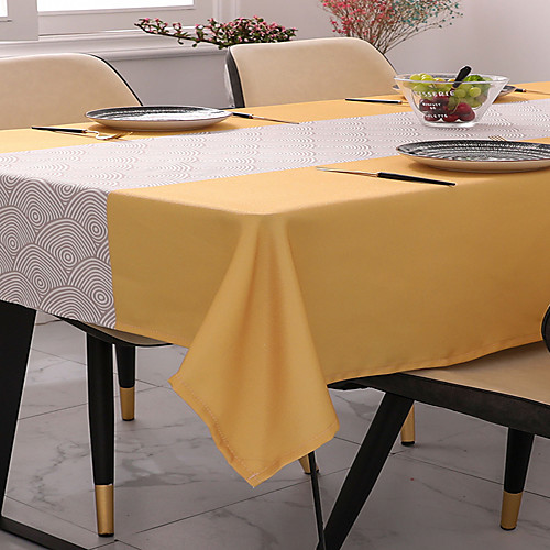 

Table Cloth Linens Eco-friendly Classic Printing Table Cover Ripple Yellow Table Decorations for Kitchen Dinning Christmas Festival Holiday