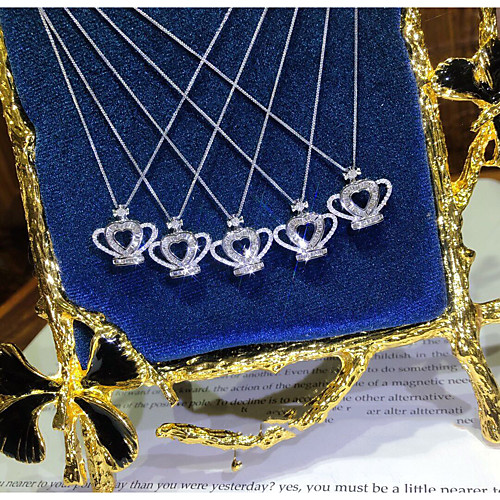 

Women's Clear AAA Cubic Zirconia Pendant Necklace Monogram Heart Dainty European Sweet Brass Silver 50 cm Necklace Jewelry 1pc For Wedding Party Evening Gift Birthday Party