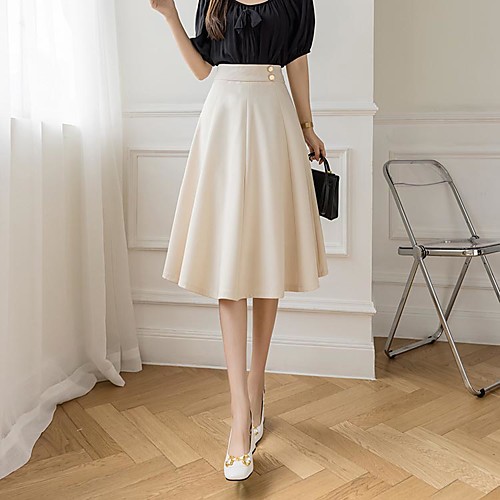 

Women's Office / Career Date Basic Streetwear Capris Skirts Solid Colored Tulle Black Beige