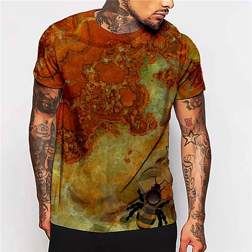 

Men's Unisex Tee T shirt Shirt 3D Print Graphic Prints Bee Print Short Sleeve Daily Tops Casual Designer Big and Tall Yellow