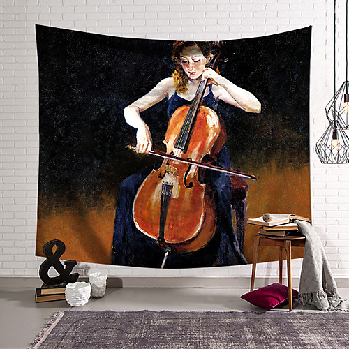 

Oil Painting Style Wall Tapestry Art Decor Blanket Curtain Hanging Home Bedroom Living Room Decoration Polyester Vintage Musician