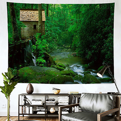 

Landscape Wall Tapestry Art Decor Blanket Curtain Hanging Home Bedroom Living Room Decoration Polyester River Forest Bamboo House