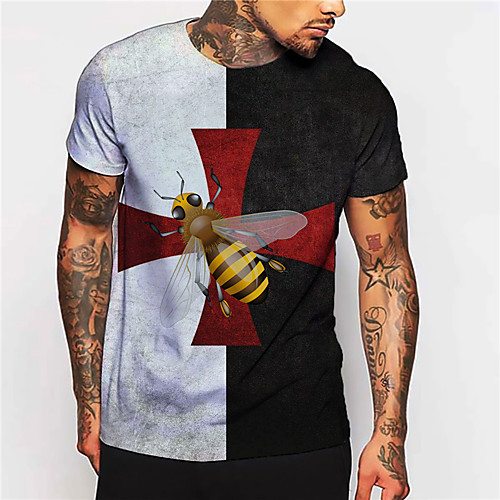 

Men's Unisex Tee T shirt Shirt 3D Print Graphic Prints Bee Print Short Sleeve Daily Tops Casual Designer Big and Tall Black / White