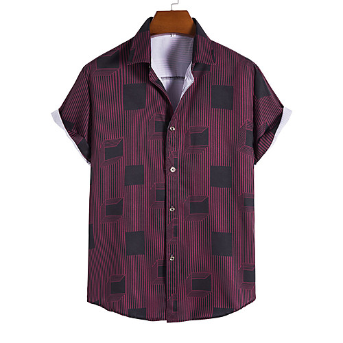

Men's Shirt Striped Short Sleeve Daily Tops Fashion Beach Black