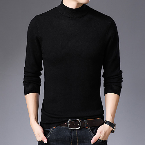 

Men's Unisex Stylish Vintage Style 80' Knitted Solid Color Pullover Sweater Long Sleeve Sweater Cardigans Crew Neck Fall Winter Wine Gray Dusty Blue