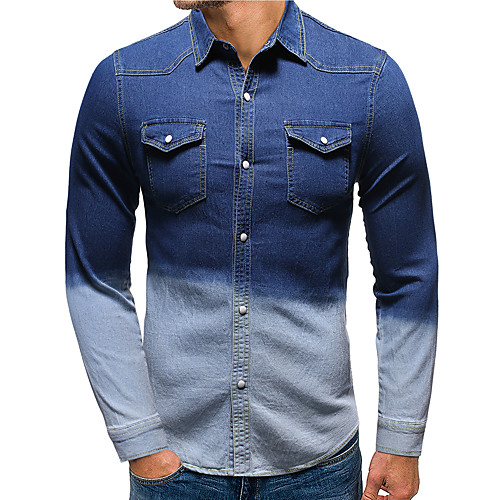 

Men's Shirt Solid Color Long Sleeve Daily Tops Simple Fashion Blue Black