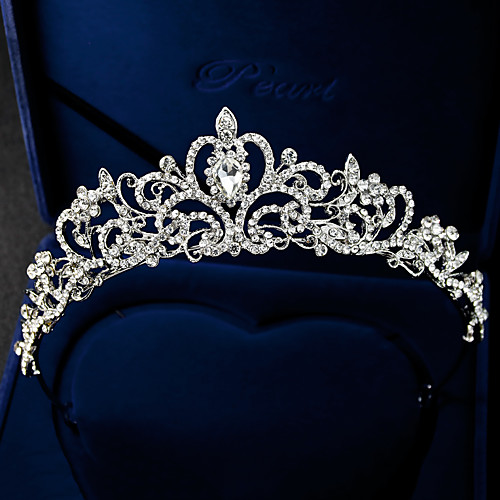 

Women's Girls' Tiaras Hair Jewelry For Wedding Party Evening Gift Birthday Party Heart Pave Rhinestone Silver Plated Alloy Silver 1pc