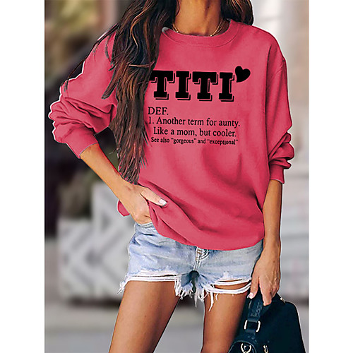 

Women's Sweatshirt Pullover Heart Text Print Daily Sports Hot Stamping Sportswear Streetwear Hoodies Sweatshirts Blue Wine Red