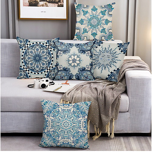 

Mandala Bohemian Double Side Cushion Cover 5PC Soft Decorative Square Throw Pillow Cover Cushion Case Pillowcase for Bedroom Livingroom Superior Quality Machine Washable Outdoor Cushion for Sofa Couch Bed Chair