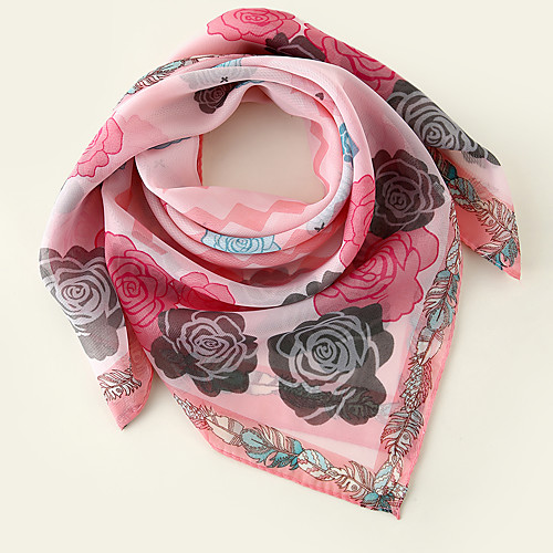 

Women's Square Scarf Holiday Multi-color Scarf Floral / Color Block / Polyester