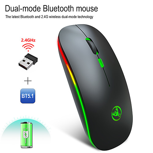 

2.4G Wireless Mouse T18 Bluetooth 5.1 Dual Mode Rechargeable Wireless Mouse Silent 1600 DPI Optical Mouse For Laptop Computer