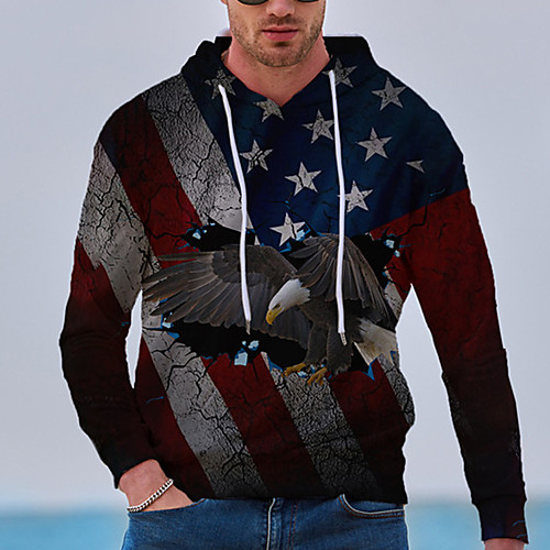 

Men's Unisex Hoodie Eagle Flag Print Daily Sports 3D Print 3D Print Casual Hoodies Sweatshirts Blue