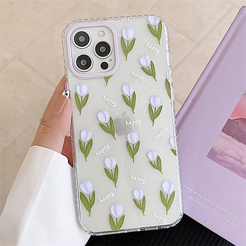 

Phone Case For Apple Back Cover iPhone 12 Pro Max 11 SE 2020 X XR XS Max 8 7 Shockproof Dustproof Transparent Flower TPU