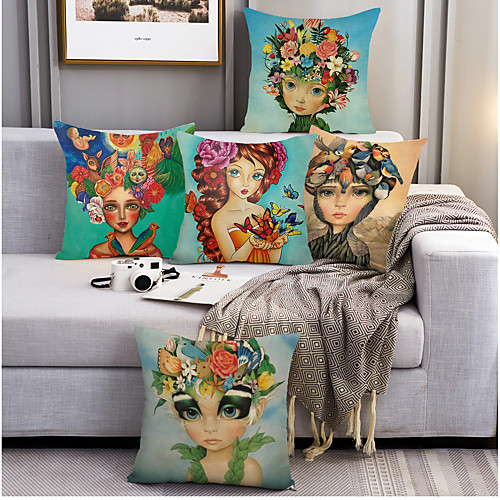 

Fantasy Double Side Cushion Cover 5PC Soft Decorative Square Throw Pillow Cover Cushion Case Pillowcase for Bedroom Livingroom Superior Quality Machine Washable Outdoor Cushion for Sofa Couch Bed Chair