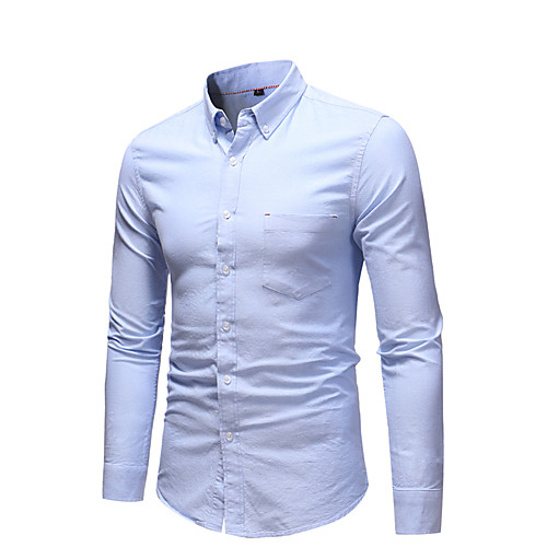 

Men's Shirt non-printing Solid Color Long Sleeve Work Tops 100% Cotton Business Gray White Light Blue