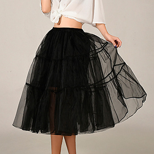 

Women's Tea Party Weekend Basic Streetwear Capris Skirts Solid Colored Layered Tulle Black Red