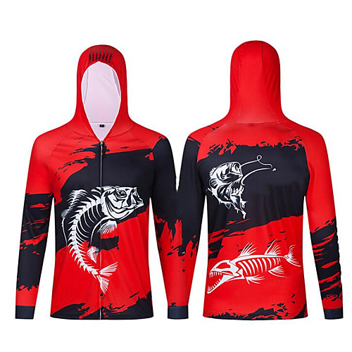 

CAWANFLY Men's Hoodie Jacket Fishing Jacket Outdoor Long Sleeve UPF50 UV Protection Quick Dry Waterproof Zipper Lightweight Jacket Top Autumn / Fall Spring Summer Athleisure Fishing Camping & Hiking