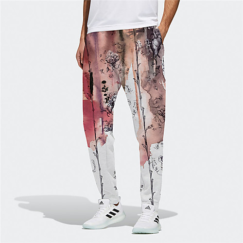 

Men's Novelty Designer Casual / Sporty Big and Tall Breathable Sports Daily Fitness Jogger Pants Sweatpants Trousers Pants Plants Graphic Prints Full Length Drawstring Elastic Waist Red