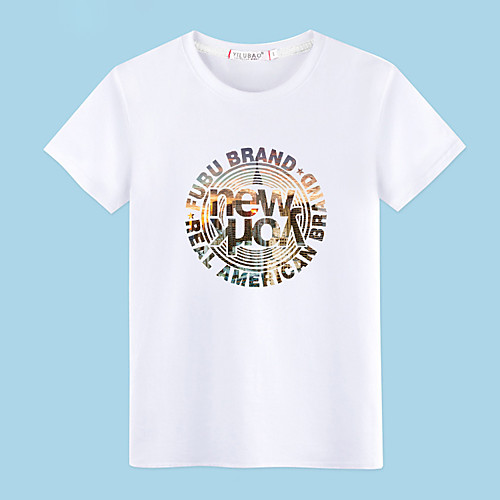

Women's Painting T shirt Graphic Text Print Round Neck Basic Tops 100% Cotton Wine Gray White