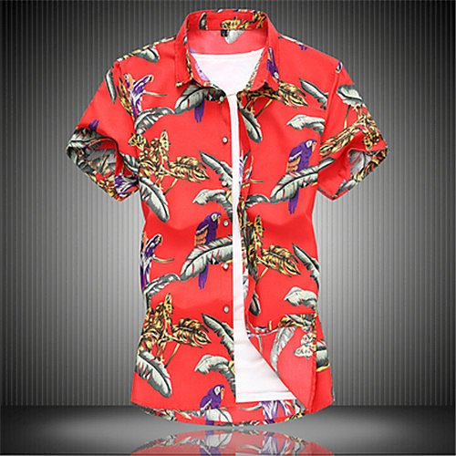 

Men's Shirt Graphic Short Sleeve Casual Tops Casual Green Red