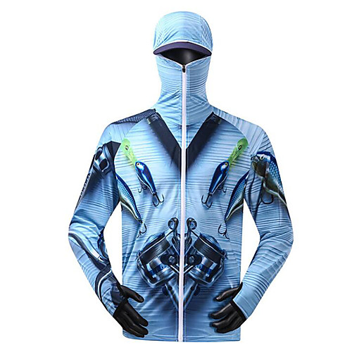 

CAWANFLY Men's Hoodie Jacket Fishing Jacket Outdoor Long Sleeve UPF50 UV Protection Quick Dry Waterproof Zipper Lightweight Jacket Top Autumn / Fall Spring Summer Athleisure Fishing Camping & Hiking