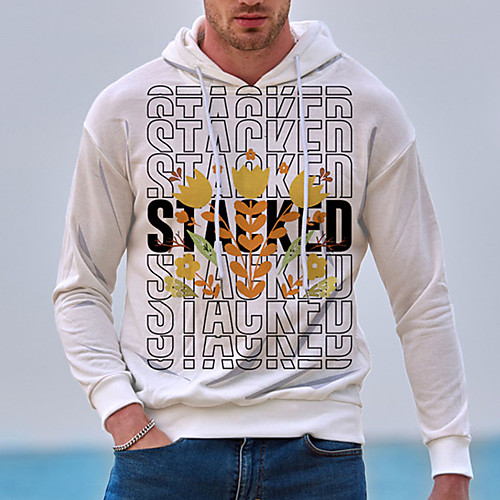 

Men's Unisex Hoodie Graphic Prints Letter Print Daily Sports 3D Print 3D Print Casual Hoodies Sweatshirts White