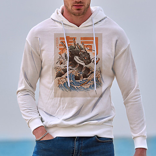 

Men's Unisex Hoodie Dragon Graphic Prints Print Casual Daily Hot Stamping Basic Designer Hoodies Sweatshirts White