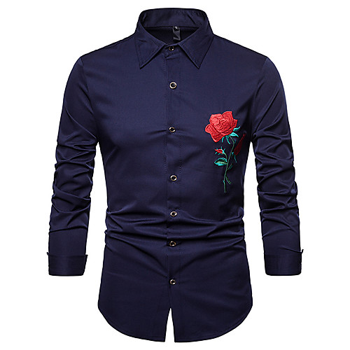 

Men's Shirt Other Prints Graphic Plus Size Long Sleeve Daily Tops Fashion White Black Navy Blue