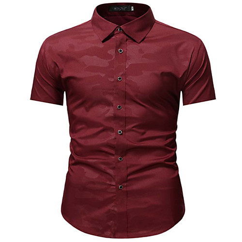 

Men's Shirt Solid Color Short Sleeve Casual Tops Casual Black Red
