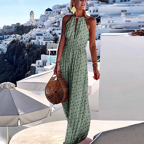 

Women's Sundress Maxi long Dress Yellow Khaki Red Light Green Sleeveless Floral Backless Print Summer Halter Neck Casual Holiday 2021 S M L XL