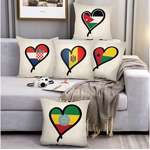 

Double Side Cushion Cover 5PC Soft Decorative Square Throw Pillow Cover Cushion Case Pillowcase for Bedroom Livingroom Superior Quality Machine Washable Outdoor Cushion for Sofa Couch Bed Chair