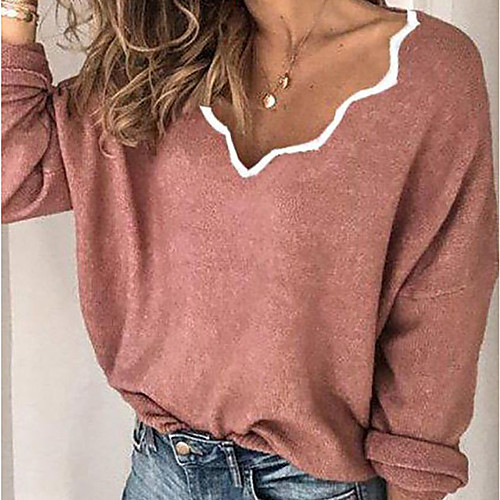 

Women's Stylish Knitted Solid Color Sweater Long Sleeve Sweater Cardigans V Neck Fall Blue Blushing Pink Gray