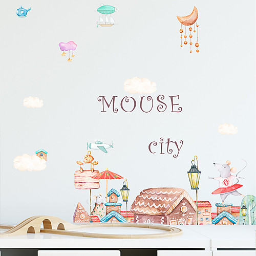

Cartoon Mouse City Wall Stickers Living Room Kids Room Kindergarten Removable PVC Home Decoration Wall Decal 1pc