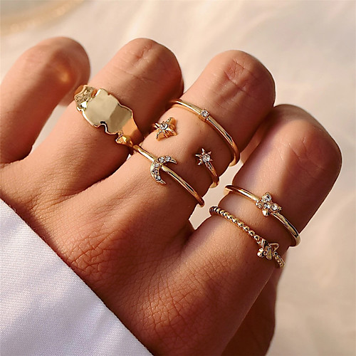 

Ring Set Geometrical Gold Alloy Elegant Fashion Classic 1 set One Size