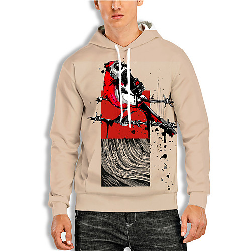 

Men's Pullover Hoodie Sweatshirt Graphic Prints Bird Print Daily Sports 3D Print 3D Print Casual Hoodies Sweatshirts Brown