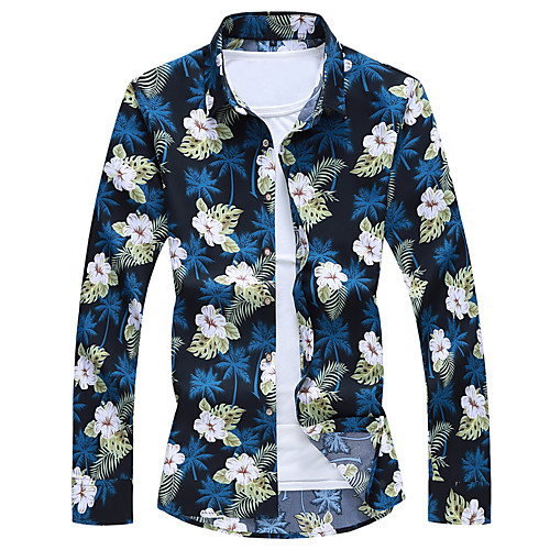 

Men's Shirt Other Prints Floral Long Sleeve Casual Tops Fashion Rainbow