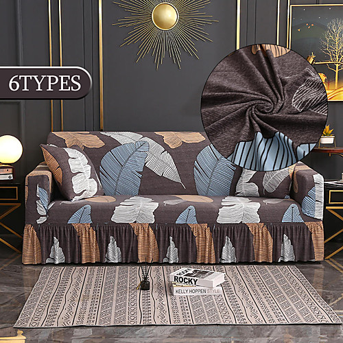 

Stretch Sofa Cover Slipcover Elastic Sectional Couch Armchair Loveseat 4 Or 3 Seater L Shape With Skirt Soft Durable